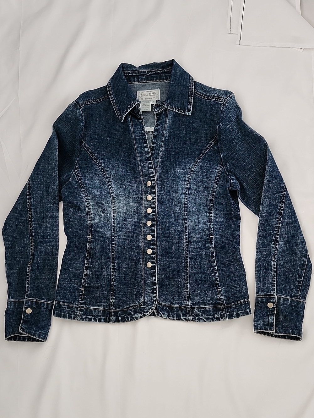 Live a Little Dark Blue Fitted Denim Jacket